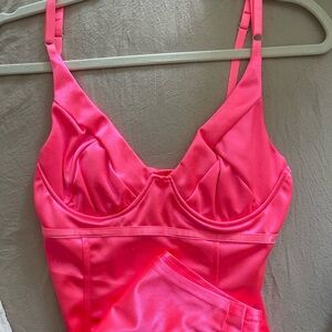 Pink Satin Women's Bodysuit